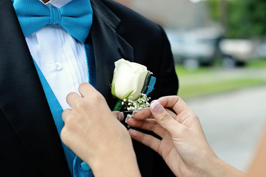 High School Couple Getting Ready For Their Senior Prom 2012.