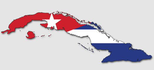 Cuba Map, Filled With The National Flag