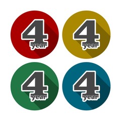 4 years of service, 4 years, Celebrating 4 years, 4 Anniversary - Set