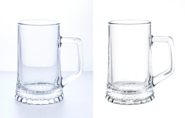 Empty beer mug isolated on white background