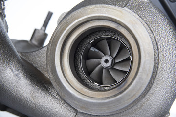 close-up of  turbo fans from an automobile