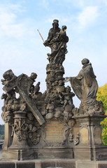 Sculpture of Madonna and Saint Bernard on the Charles Bridge in Prague, Czech Republic
