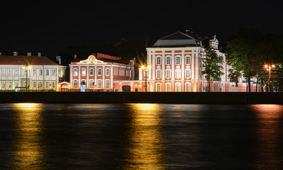 Saint Petersburg State University main building at night