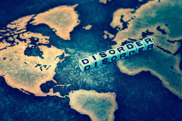 DISORDER on grunge world map