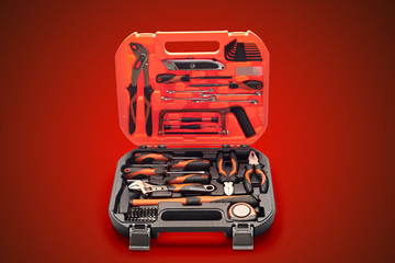 Suitcase with a large number of tools