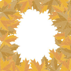 Sticker autumn style. Yellow falling leaves vector. Greeting card vector. Space for text. Photo album.