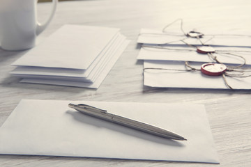 Letters with seal on table