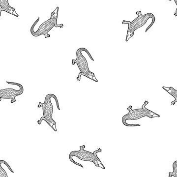 Seamless pattern background alligator. Zen tangle and zen doodle vector. Zentangle and zendoodle african animal. Cloth texture wildlife.