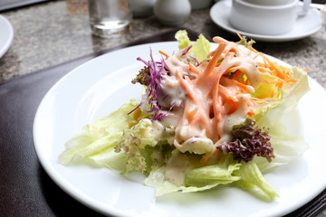 Mixed Vegetables Salad on white dish.