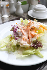 Mixed Vegetables Salad on white dish.