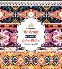 Obraz premium Seamless colorful pattern in tribal style