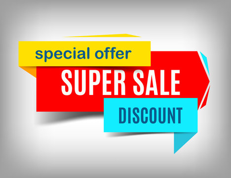 Sale red banner. Super sale poster design. Discount poster, special offer. Vector illustration, eps 10