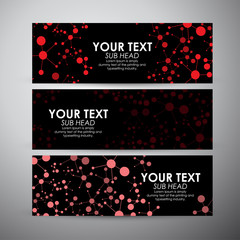 Abstract red Molecule pattern. Vector banners set background. 