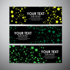 Abstract green Molecule pattern. Vector banners set background. 