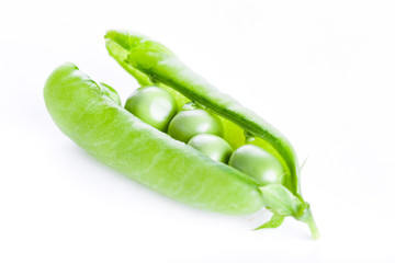 Open green pea pod