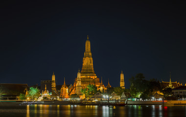 Wat Arun temple during celebration new year festival.
