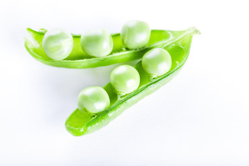 Open green pea pod