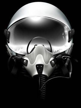 Jet fighter pilot helmet on black