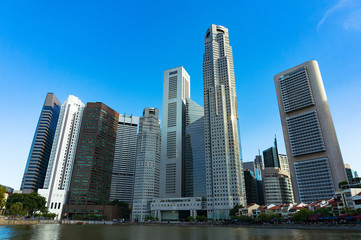 Fototapeta na wymiar Skyline of Singapore city. Downtown skyscrapers office buildings of modern megalopolis