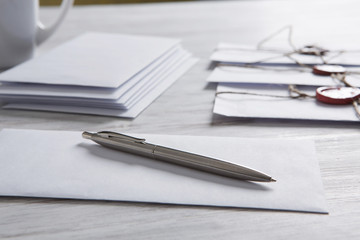 Letters with seal on table