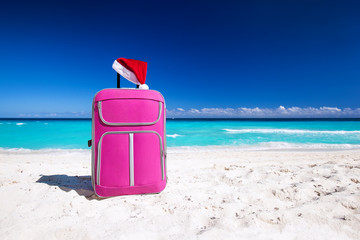 Santa hat on baggage, Christmas vacation