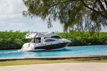 Obraz na płótnie Canvas Sailing luxury private motor yacht