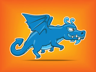 Cartoon dragon character vector illustration