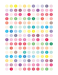 American dollar dots,colorful printable planner stickers for projects.Vector clipart.Clipart