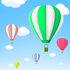 Hot air balloon in the sky. Stock vector.