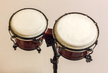 The music instrument the bongo drum background.