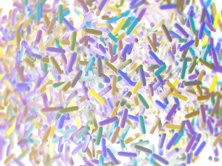 Gut bacteria microbiome. 3D illustration. Representation.