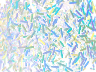 Gut bacteria microbiome. 3D illustration. Representation.