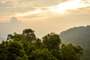 Sunset Over the Mountains in the Genting Highlands, Malaysia