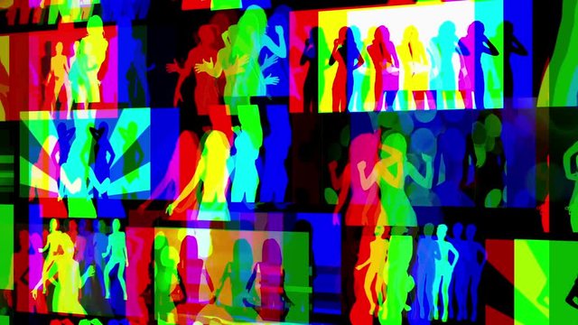 video wall shadow disco style dancers