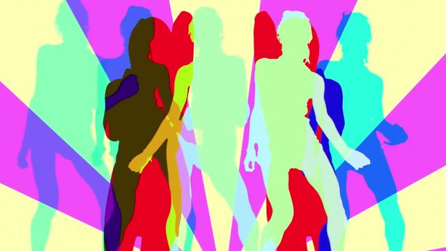 video wall shadow disco style dancers