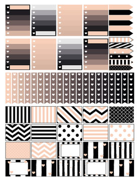 Ombre heart checklist fullboxes,arrows and decorative planner boxes.Printable Planner stickers.Long flags checklists for agendas,scrapbooking,layouts and more.Vector eps.Vector clipart.Clipart