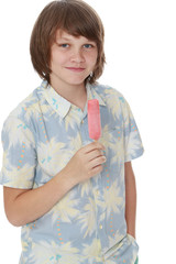 Boy eating ice cream