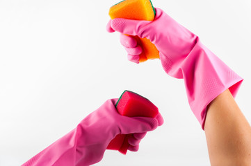 rubber gloves with sponge
