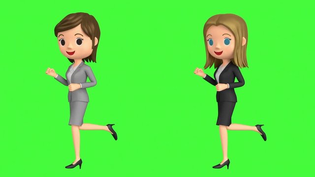 3D animation - Animation of two women who continue running.