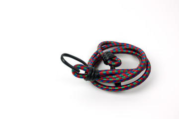 Elastic strap rope isolated on white background.