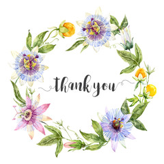 Frame with watercolor flowers