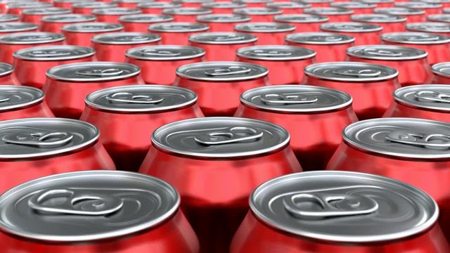 Red soda cans mass production 3D loopable animation
