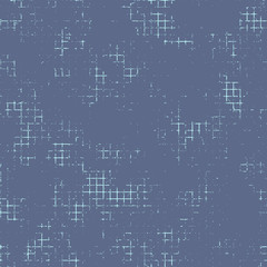 Seamless vector texture. Grunge blue checkered background with attrition, cracks and ambrosia. Old style vintage design. Graphic illustration. Series of Grunge Old Seamless Patterns.