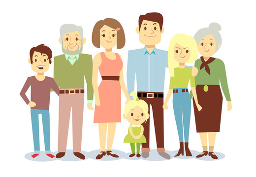 Happy family portrait, vector flat characters