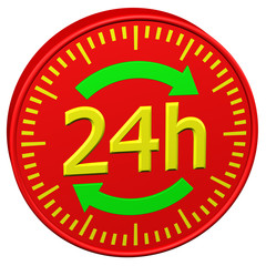 Concept: Opening hours sign. 3D rendering.