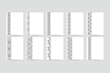 Business cards with black ornamental borders. Vector illustration