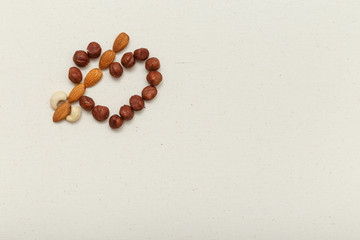 Love heart gift, composition food background. Top view, flat lay