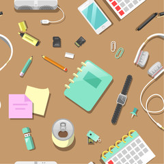 Seamless Background with Office Tools. Vector illustration