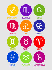 Zodiac . Set of icons. Astrology. Vector illustration