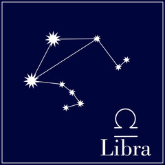 Zodiac  constellation . Libra icon. Astrology sing. Astronomy symbol. Vector illustration